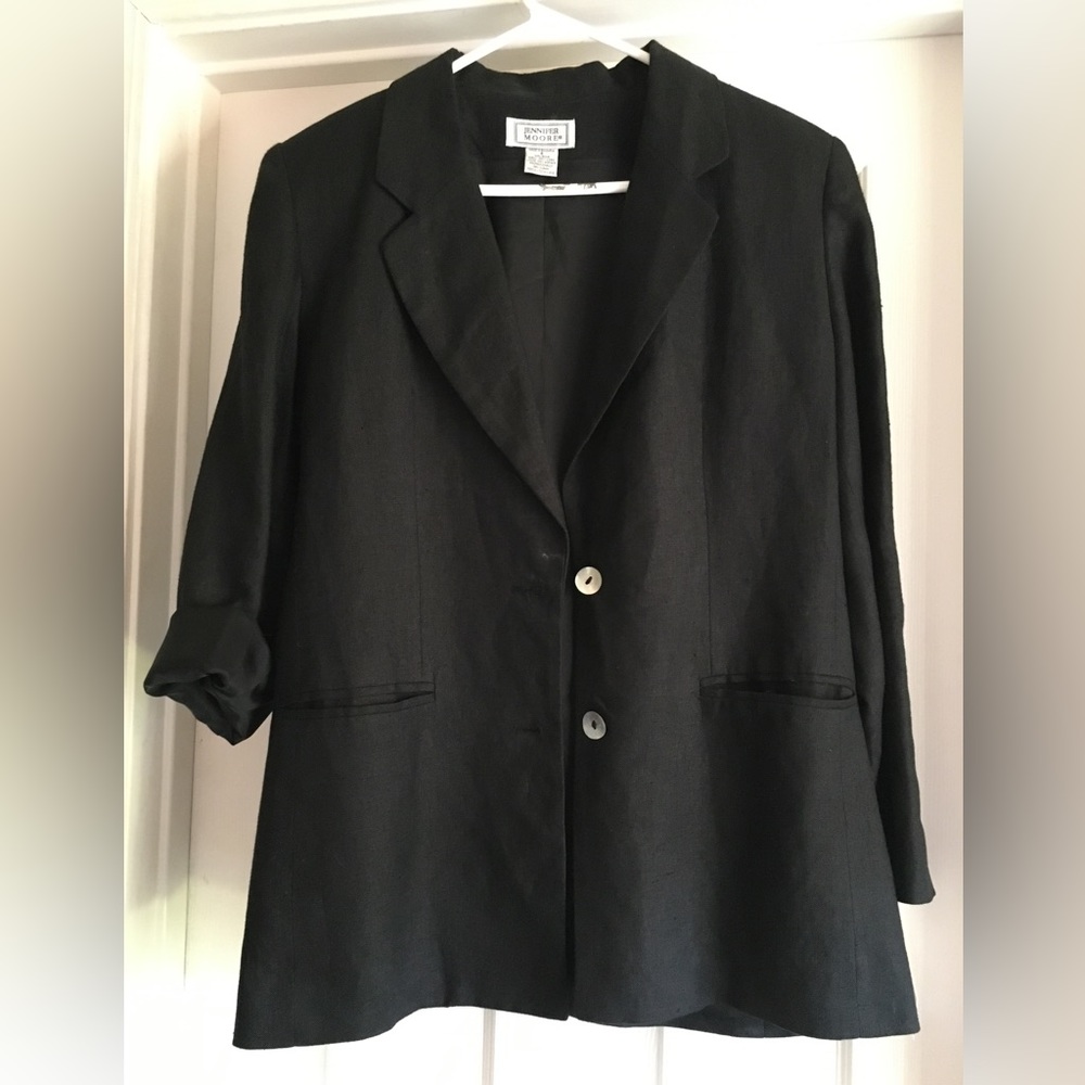 Vintage black linen blazer. Old stock with tags.